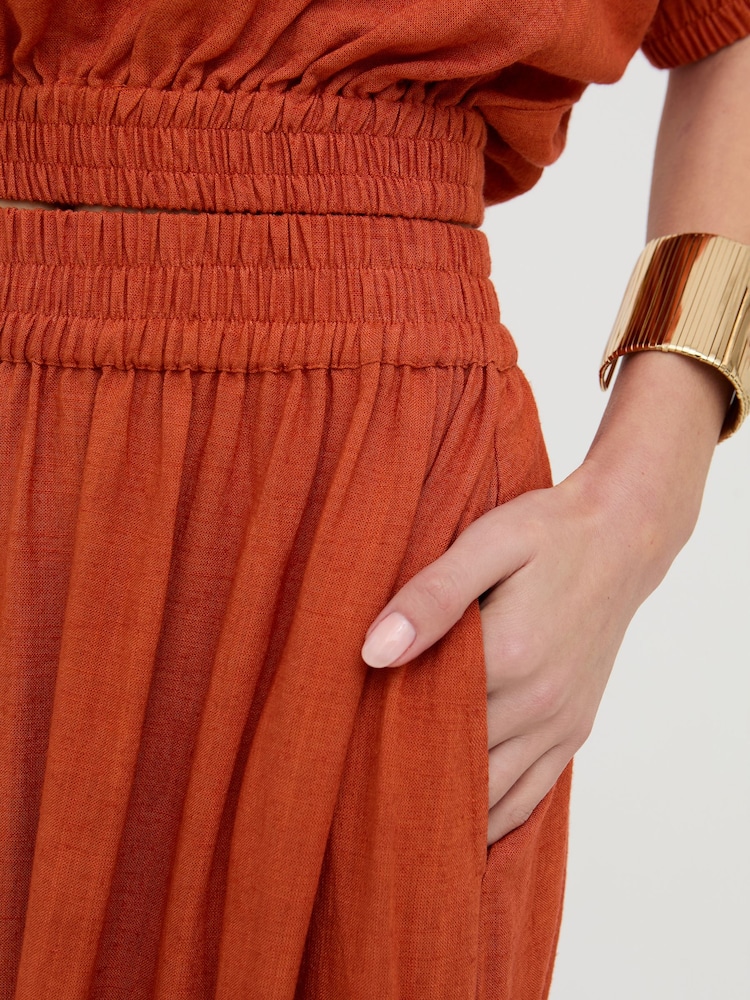 Raffya Brown Sesame Elasticated Waist Maxi Skirt - Image 2 of 6