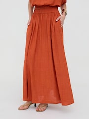 Raffya Brown Sesame Elasticated Waist Maxi Skirt - Image 4 of 6