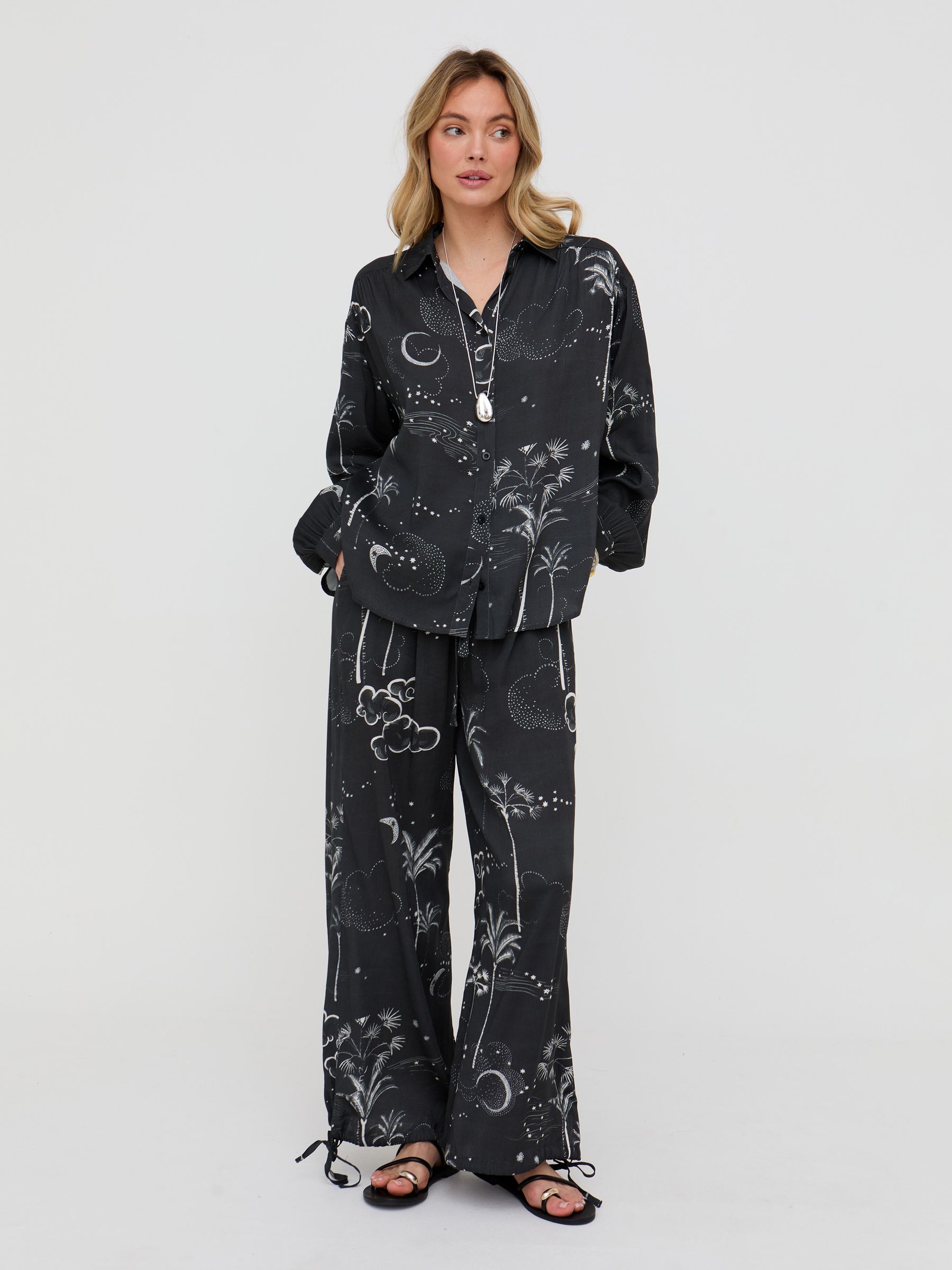 Buy Raffya Black Palm Button Down Shirt from Next Romania