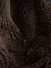 Chocolate Brown Faux-Fur Longline Coat with Scarf - Image 7 of 8
