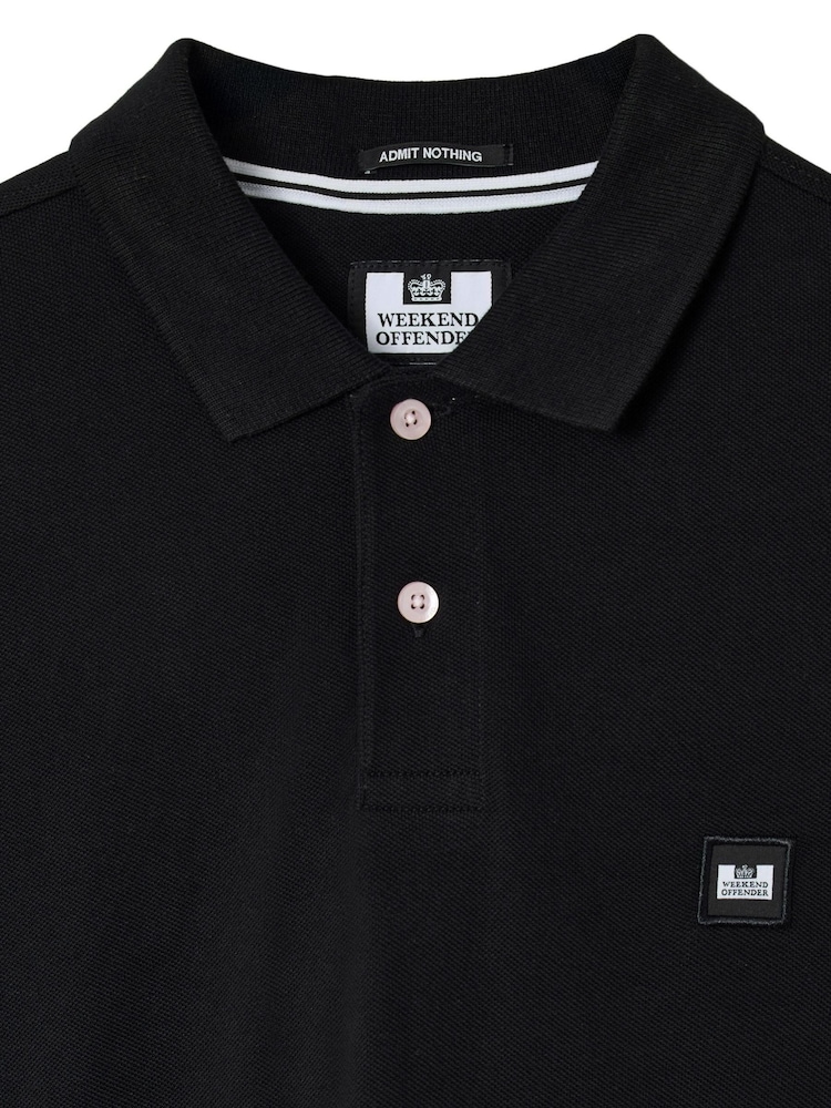Weekend Offender Heathcote Badge Black Polo Shirt - Image 5 of 5 Weekend Offender Heathcote Badge Black Polo Shirt - Image 5 of 5