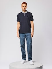 Weekend Offender Tipasa Jacquard Rib Blue Polo Shirt - Image 1 of 6