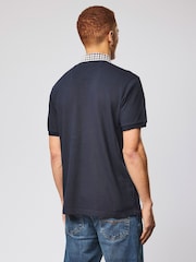 Weekend Offender Tipasa Jacquard Rib Blue Polo Shirt - Image 3 of 6