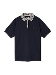 Weekend Offender Tipasa Jacquard Rib Blue Polo Shirt - Image 5 of 6