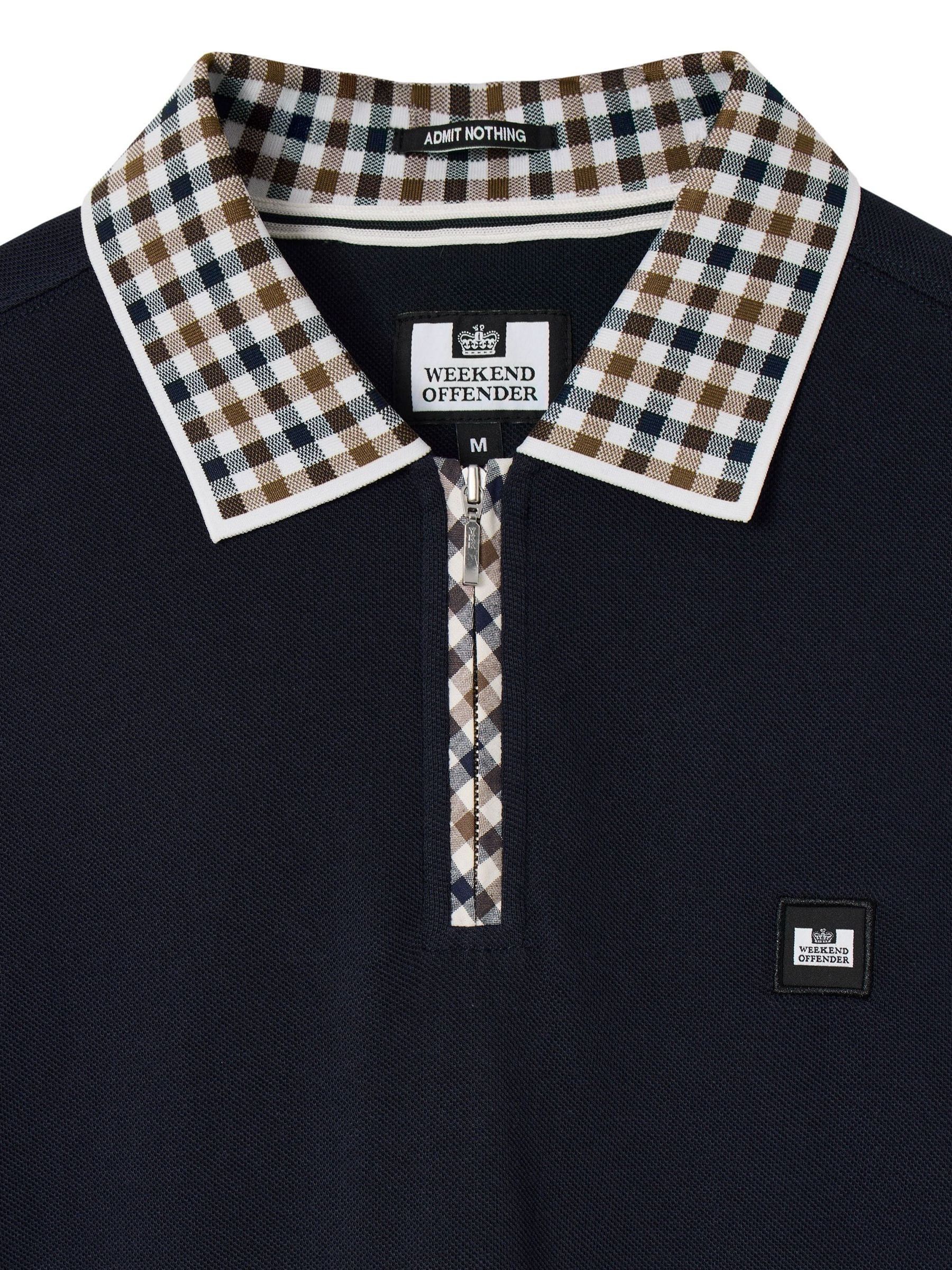 Buy Weekend Offender Blue Tipasa Jacquard Rib Polo Shirt from the