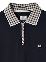 Weekend Offender Tipasa Jacquard Rib Blue Polo Shirt - Image 6 of 6