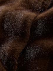 Chocolate Brown Faux Fur Balloon Sleeve Coat - Image 10 of 10