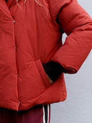 Red Shower-Resistant Short Duvet Padded Puffer Jacket - Image 6 of 7