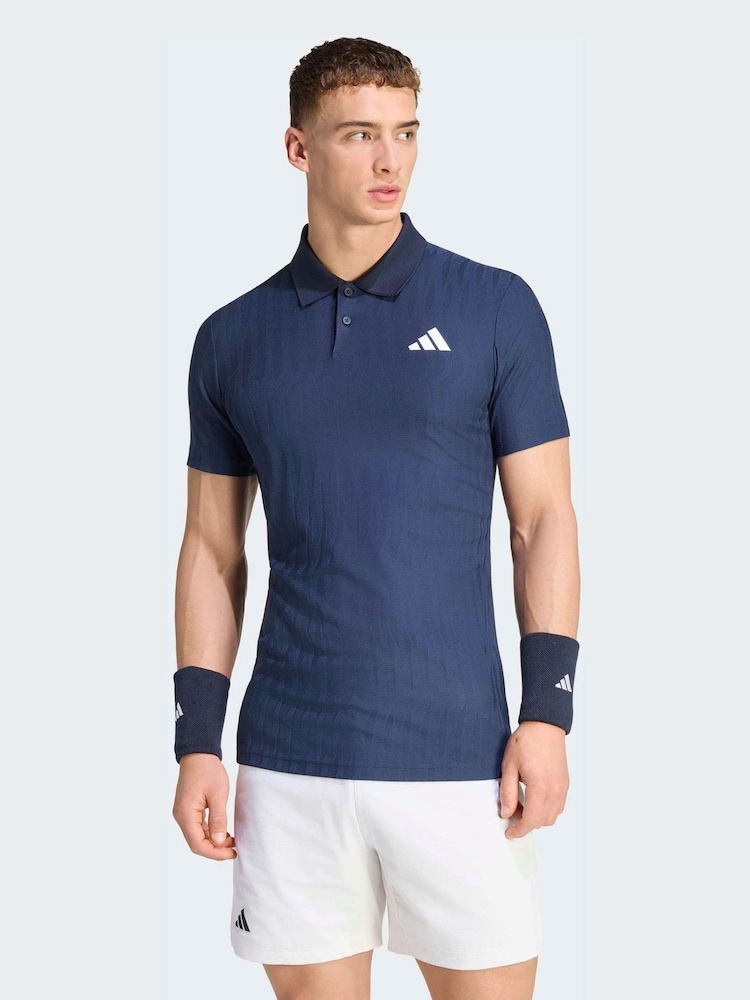 adidas Blue Tennis Climacool+ Airchill Freelift Polo Shirt - Image 1 of 8 adidas Blue Tennis Climacool+ Airchill Freelift Polo Shirt - Image 1 of 8