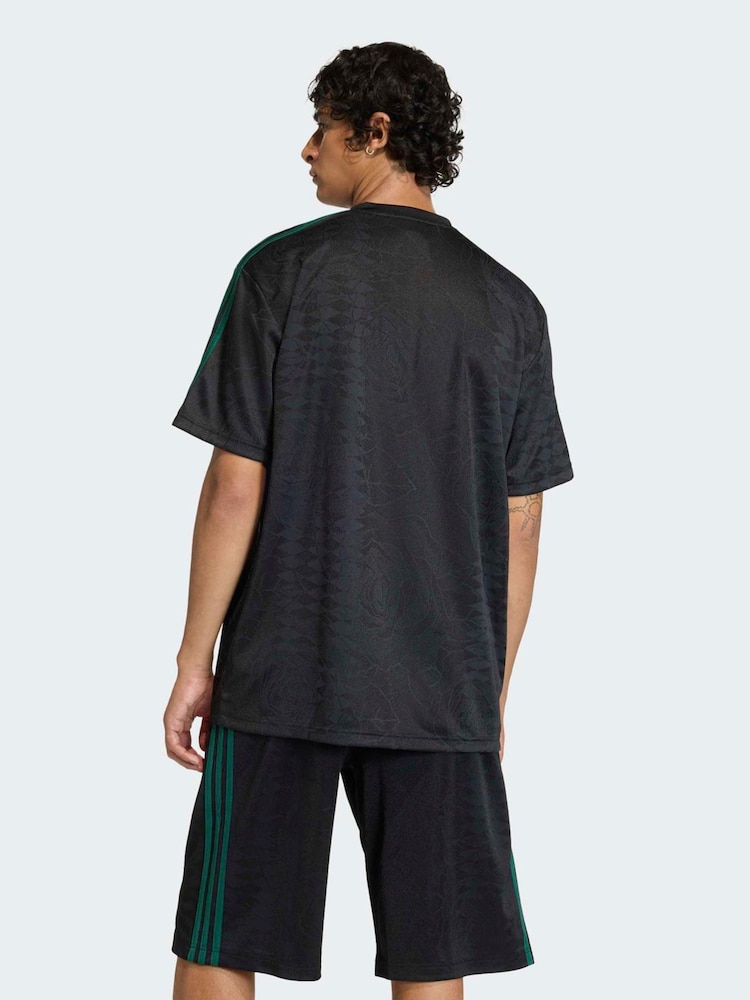 adidas Originals Black Rose Print Jersey T-Shirt - Image 2 of 6 adidas Originals Black Rose Print Jersey T-Shirt - Image 2 of 6