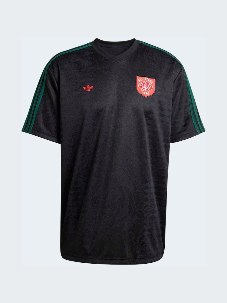 adidas Originals Black Rose Print Jersey T-Shirt - Image 6 of 6 adidas Originals Black Rose Print Jersey T-Shirt - Image 6 of 6