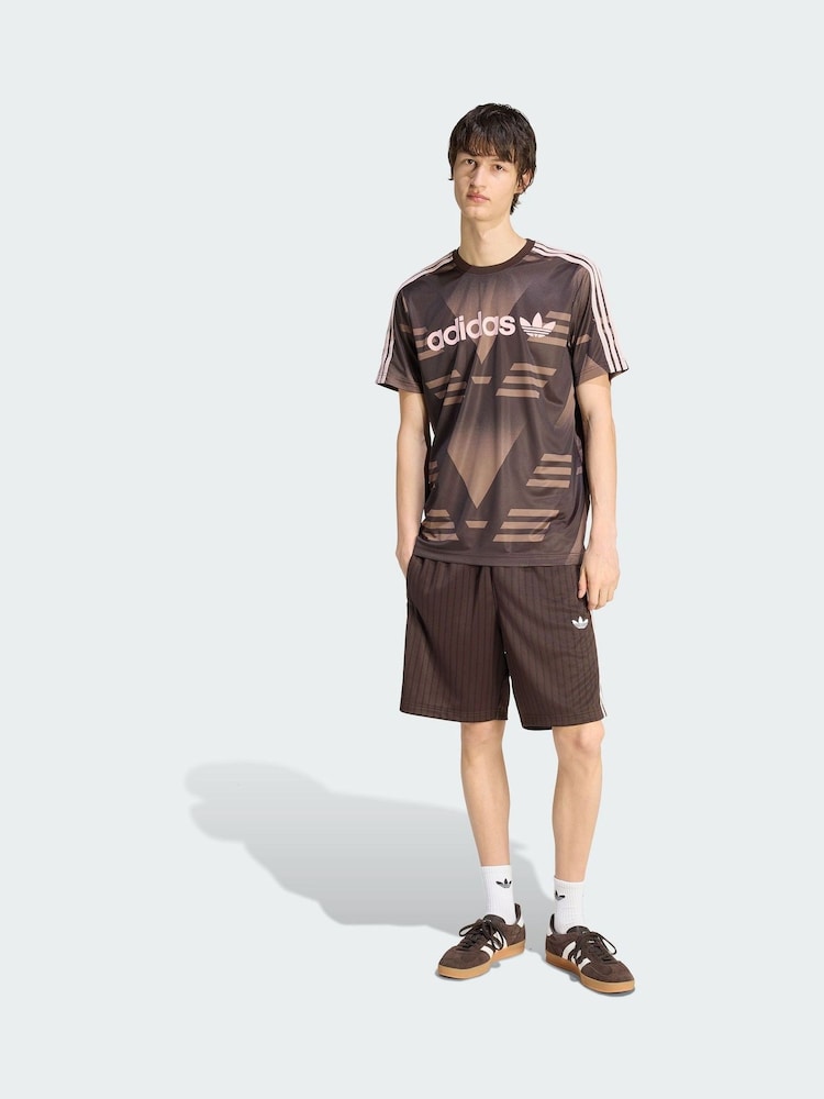 adidas Originals Brown Firebird Engineered Stripes Shorts - Image 1 of 5