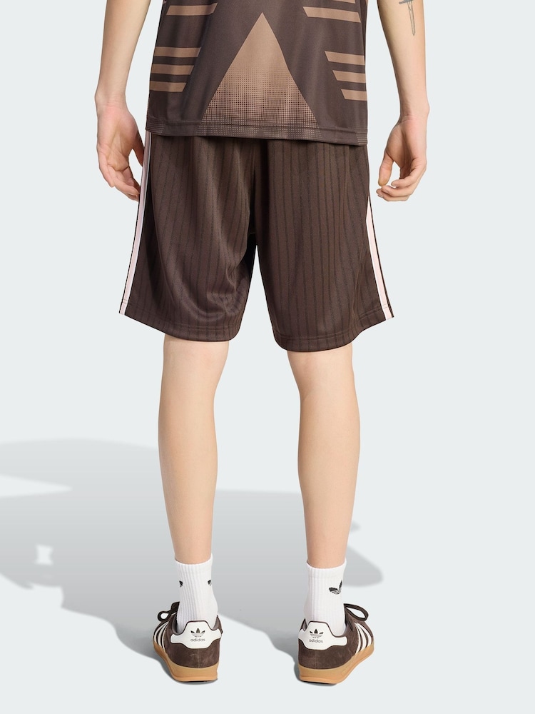 adidas Originals Brown Firebird Engineered Stripes Shorts - Image 2 of 5