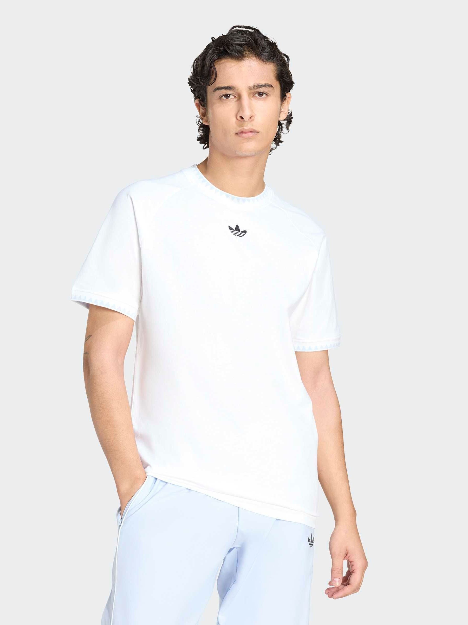 Buy adidas Originals White Chest Stripes Engineered Collar T-Shirt