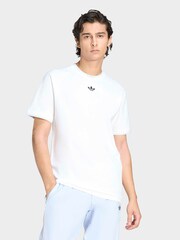 adidas Originals White Chest Stripes Engineered Collar T-Shirt - Image 1 of 6