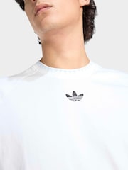 adidas Originals White Chest Stripes Engineered Collar T-Shirt - Image 5 of 6