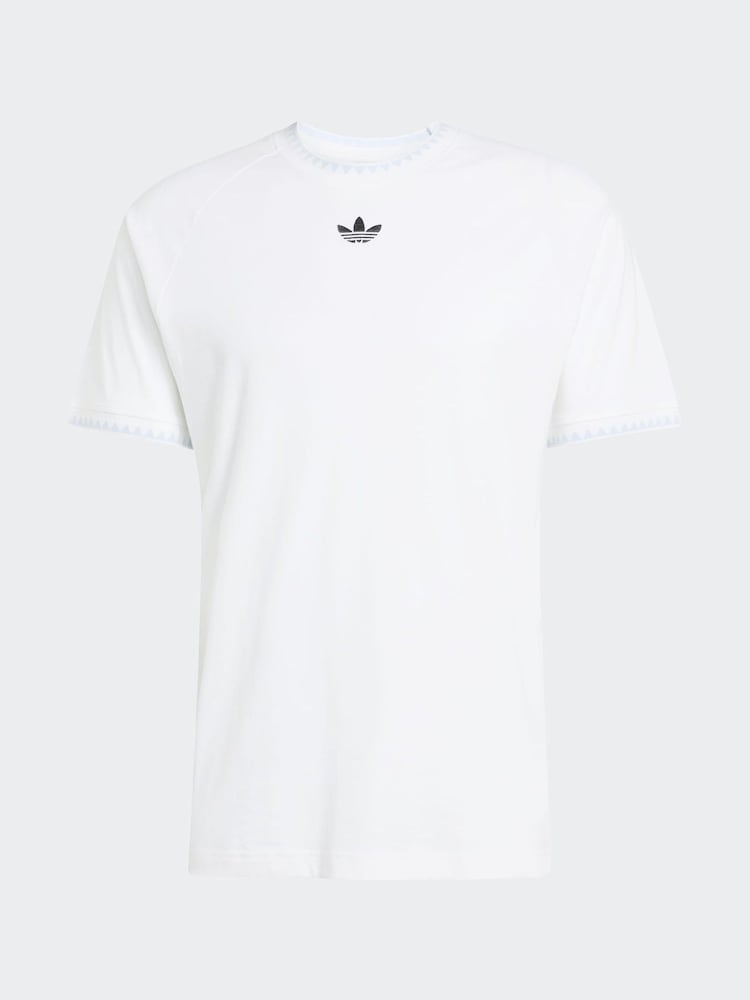 adidas Originals White Chest Stripes Engineered Collar T-Shirt - Image 6 of 6