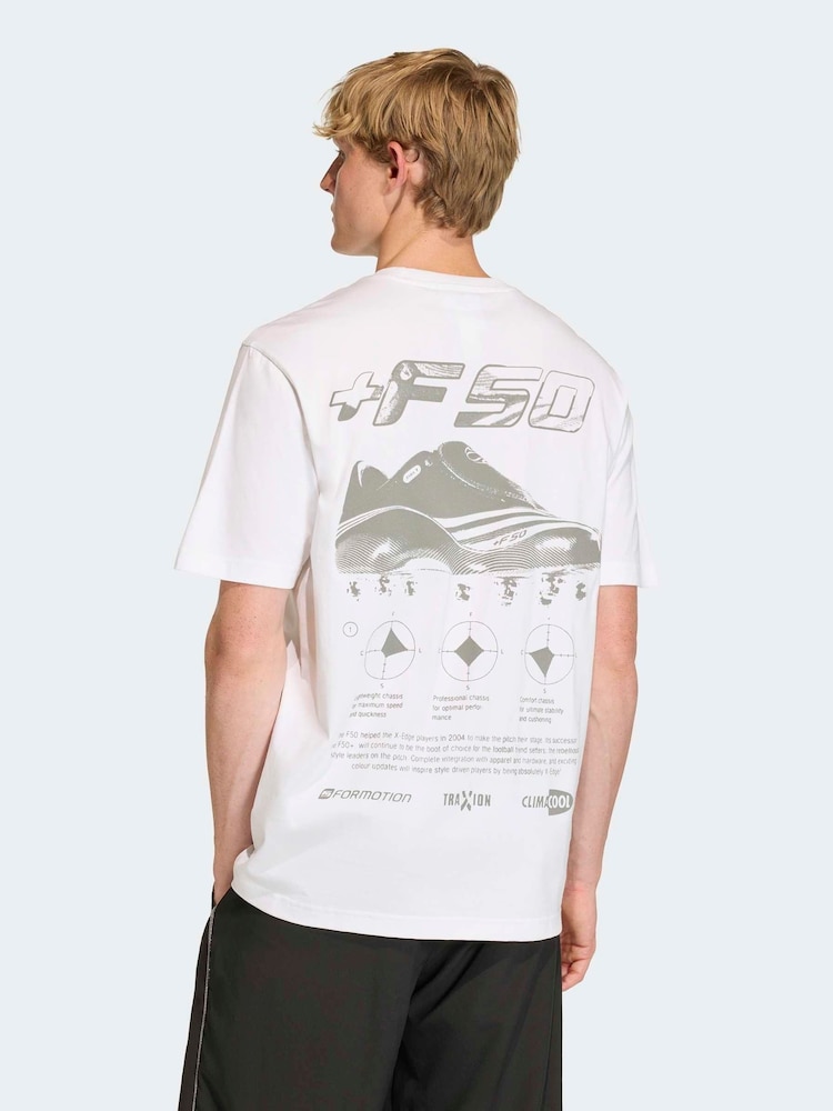 adidas Originals White Short Sleeve F50 Graphic T-Shirt - Image 2 of 6