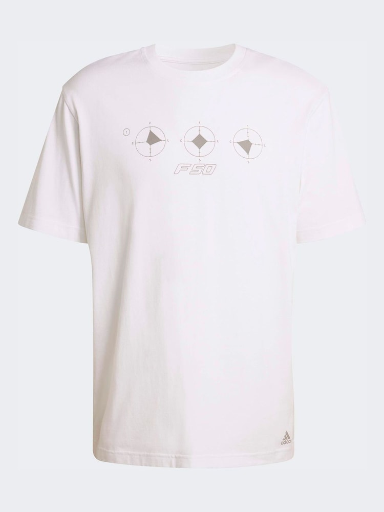 adidas Originals White Short Sleeve F50 Graphic T-Shirt - Image 6 of 6