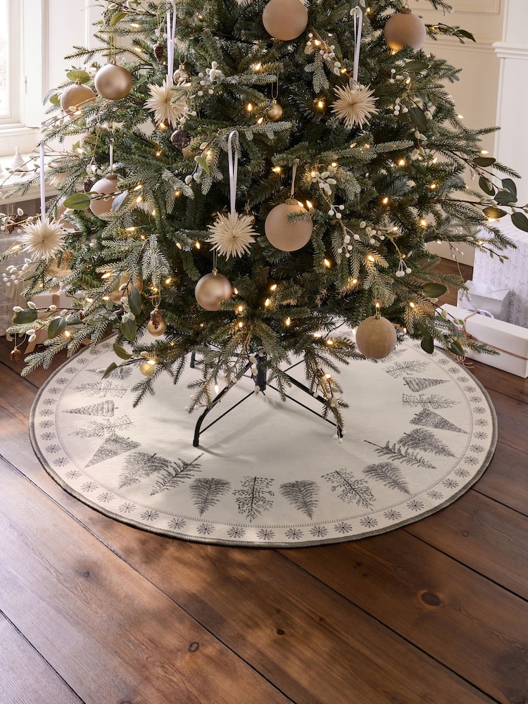 Grey Washable Winter Trees Circle Rug - Image 1 of 5