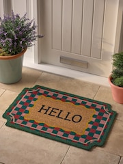 Multi Border Hello Coir Doormat - Image 1 of 5
