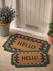 Multi Border Hello Coir Doormat - Image 3 of 5