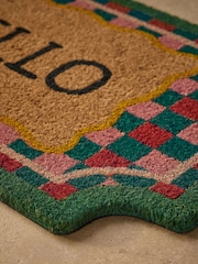 Multi Border Hello Coir Doormat - Image 4 of 5