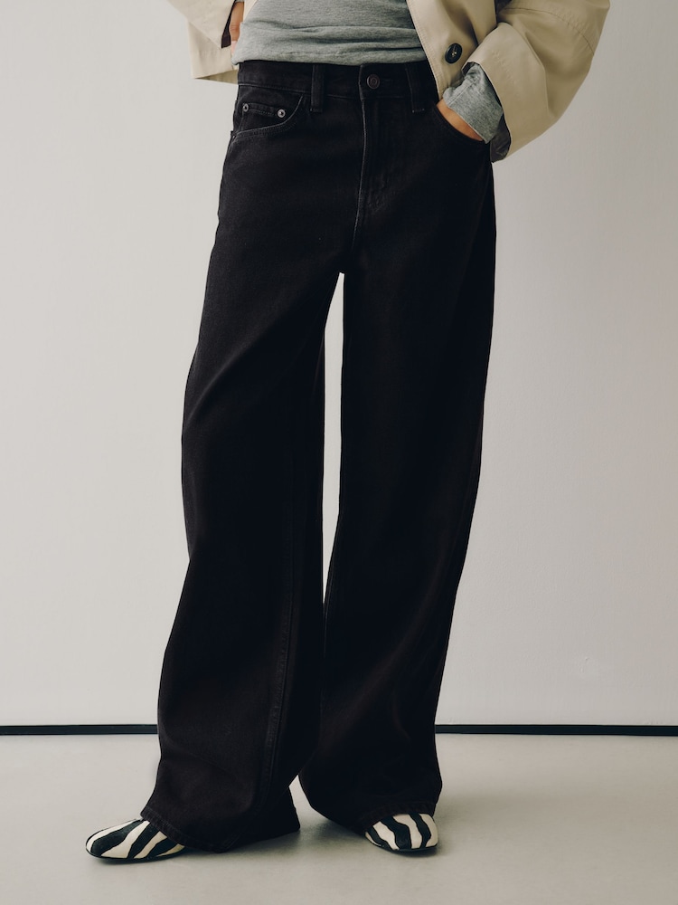 Black/Chocolae Brown Wide Leg Denim Jeans 2 Pack - Image 2 of 11 Black/Chocolae Brown Wide Leg Denim Jeans 2 Pack - Image 2 of 11