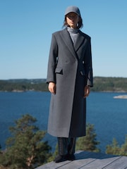 Grey N.Premium Wool Rich Maxi Crombie Coat - Image 3 of 7