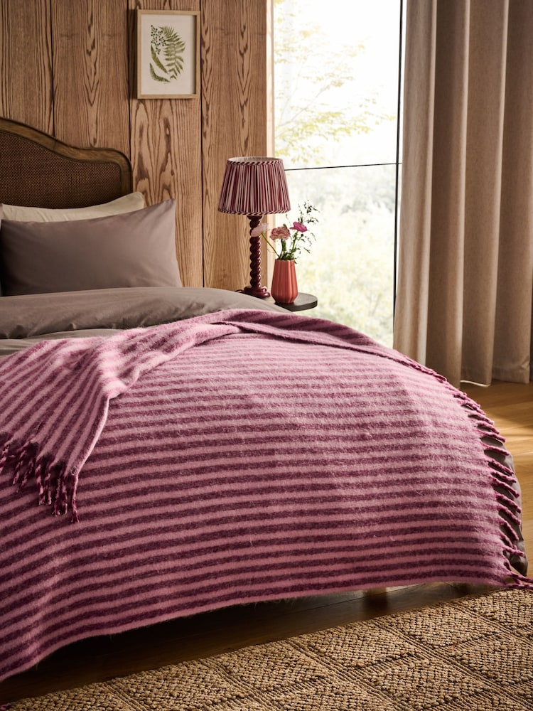 Pink Cosy Stripe Throw - Image 1 of 7