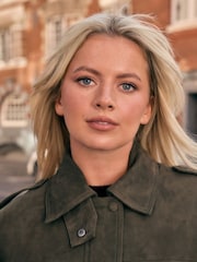 Khaki Green Suede Collared Bomber Jacket - Image 4 of 4