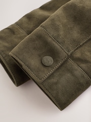 Khaki Green - N.Premium Suede Collared Bomber Jacket - Larawan 9 ng 10