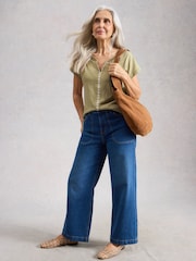 White Stuff Green Nelly Plain Embroidered T-Shirt - Image 3 of 6