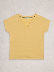 黄色 - White Stuff Nelly Notch Neck Texture T-Shirt - 6的图像5｝