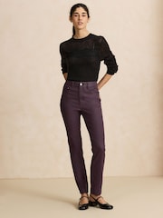 Dark Purple Coated Denim Slim Leg Jeans - Image 1 of 6