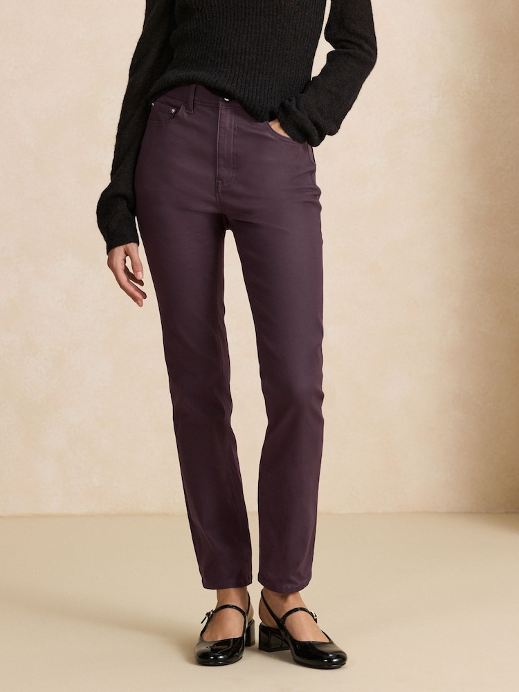 Dark Purple Coated Denim Slim Leg Jeans - Image 2 of 6 Dark Purple Coated Denim Slim Leg Jeans - Image 2 of 6