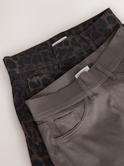 Leopard/Mocha Jersey Denim Wide Leg Trousers 2 Pack - Image 11 of 13