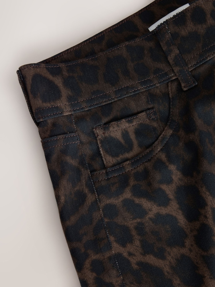 Leopard/Mocha Jersey Denim Wide Leg Trousers 2 Pack - Image 13 of 13