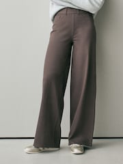 Leopard/Mocha Jersey Denim Wide Leg Trousers 2 Pack - Image 3 of 13