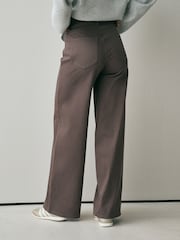 Leopard/Mocha Jersey Denim Wide Leg Trousers 2 Pack - Image 4 of 13