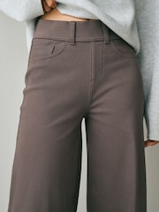 Leopard/Mocha Jersey Denim Wide Leg Trousers 2 Pack - Image 6 of 13
