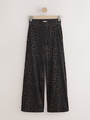 Leopard/Mocha Jersey Denim Wide Leg Trousers 2 Pack - Image 8 of 13