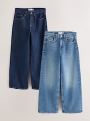 Mid Blue/Indigo Blue Wide Leg Denim Jeans 2 Pack - Image 1 of 3