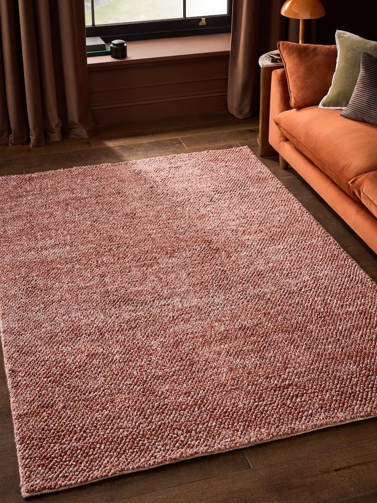 Rust Brown Bobble Effect Rug - Image 1 of 5 Rust Brown Bobble Effect Rug - Image 1 of 5