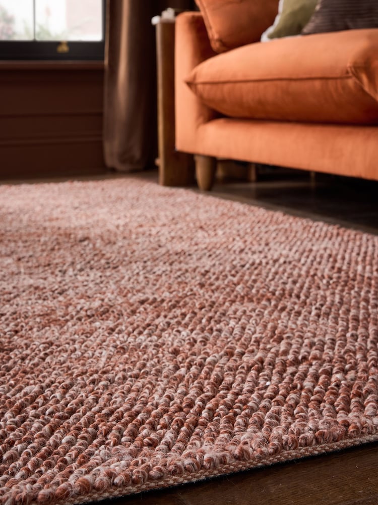 Rust Brown Bobble Effect Rug - Image 2 of 5 Rust Brown Bobble Effect Rug - Image 2 of 5
