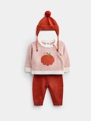 Jojo Maman Bébé Rust Orange Pumpkin Little Pumpkin Knitted Set - Image 1 of 10