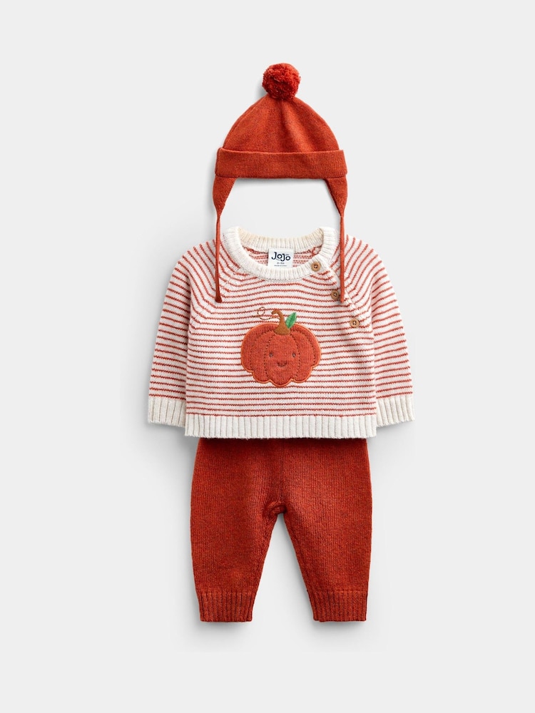 Jojo Maman Bébé Rust Orange Pumpkin Little Pumpkin Knitted Set - Image 1 of 10 Jojo Maman Bébé Rust Orange Pumpkin Little Pumpkin Knitted Set - Image 1 of 10