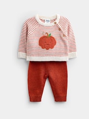 Jojo Maman Bébé Rust Orange Pumpkin Little Pumpkin Knitted Set - Image 2 of 10