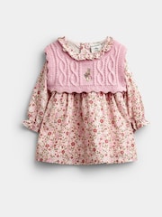 JoJo Maman Bébé Pink Floral Peter Rabbit Flopsy Knit Dress - Image 1 of 7