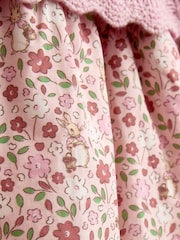 JoJo Maman Bébé Pink Floral Peter Rabbit Flopsy Knit Dress - Image 7 of 7